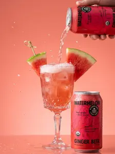 Moonglade Watermelon Ginger Beer- Real Watermelon, Tangy Lemon and Spicy Ginger- 12 Pack