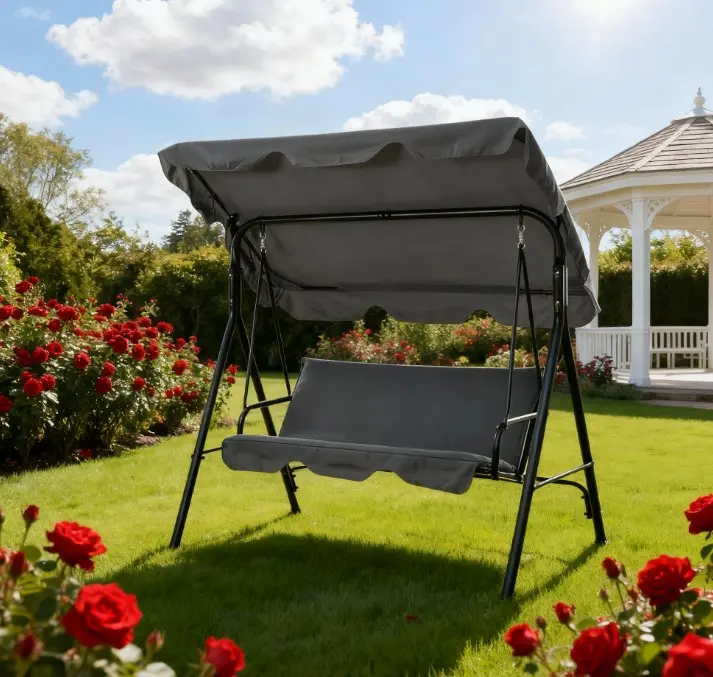 Dufominc Tiltable Canopy Patio Swing Chair - Adjustable Sunshade Outdoor Seating, Comfort Leisure Chair for Adults, Family with Child, Balcony, Poolside, Garden Spaces