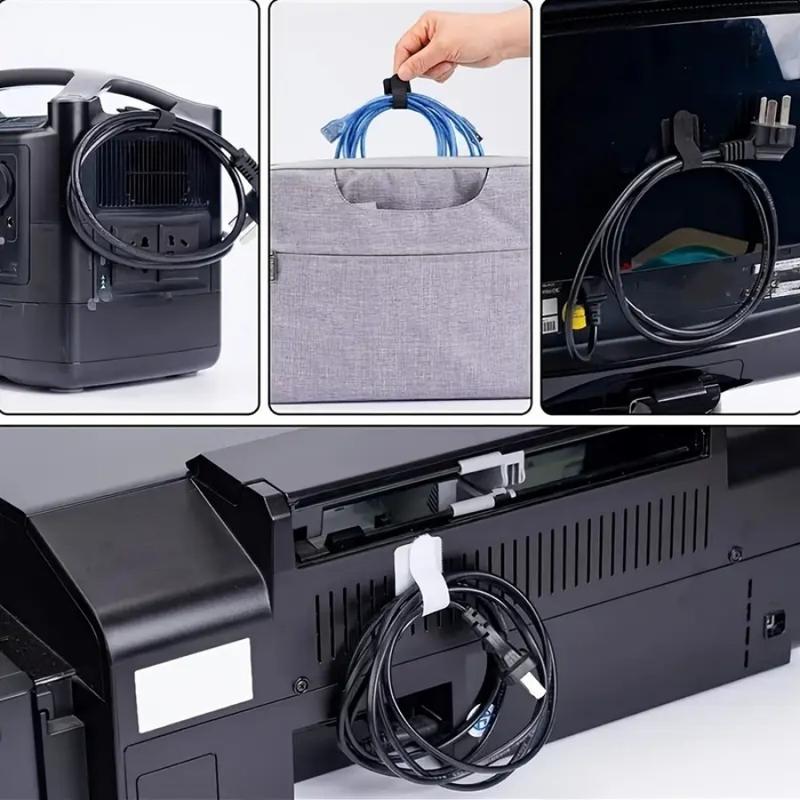 10/30 Piece Black/white Self-adhesive Nylon Zip Ties, Quick Bonding, Suitable for Desktop and Electrical Wiring, Reusable Zip Ties