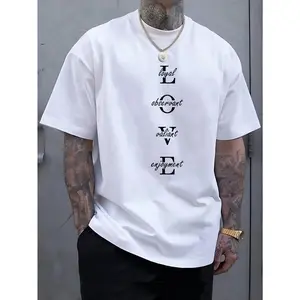 LOVE Print  Men's Short Sleeve T-Shirt, Trendy Versatile Breathable Tees For Everyday Wear