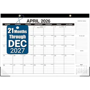 2026-2027 Desk Calendar, 21-Month Apr 2026 - Dec 2027, Large 17"x12" Desk/Wall Calendar, Thick Paper Ample Space Plastic Cover, Perfect for Home School & Office Organization