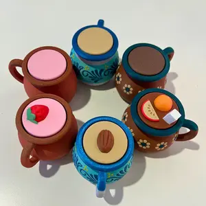 Stress Relief Fidgeting Clickers  Fidgets Inspired by Mexican Drinks Talavera Mug Clicker, Strawberry, Pecan, Ponche