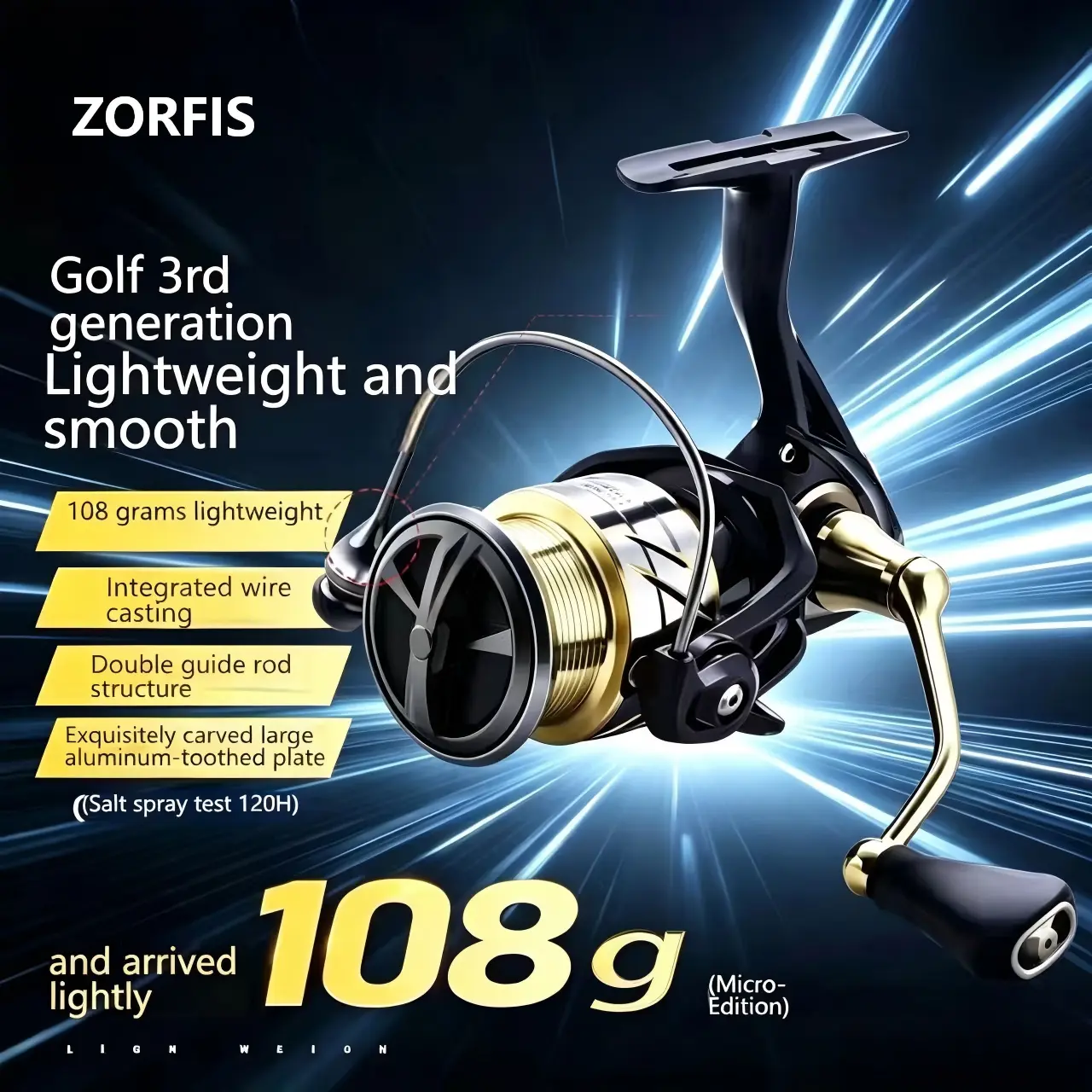 ZORFIS  lizard Spinning Reel, Full Metal Spool Ultralight Fishing Reel, Smooth Long Cast Saltwater Freshwater Spinning Reel for Bass Trout Lure Fishing