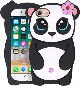 Cute iPhone SE 2020/ SE 2022 Case, Panda iPhone 6/ 6s/ 7/8 Case, Kawaii Funny 3D Cartoon Animals Soft Silicone Shockproof Cover for Girls Women