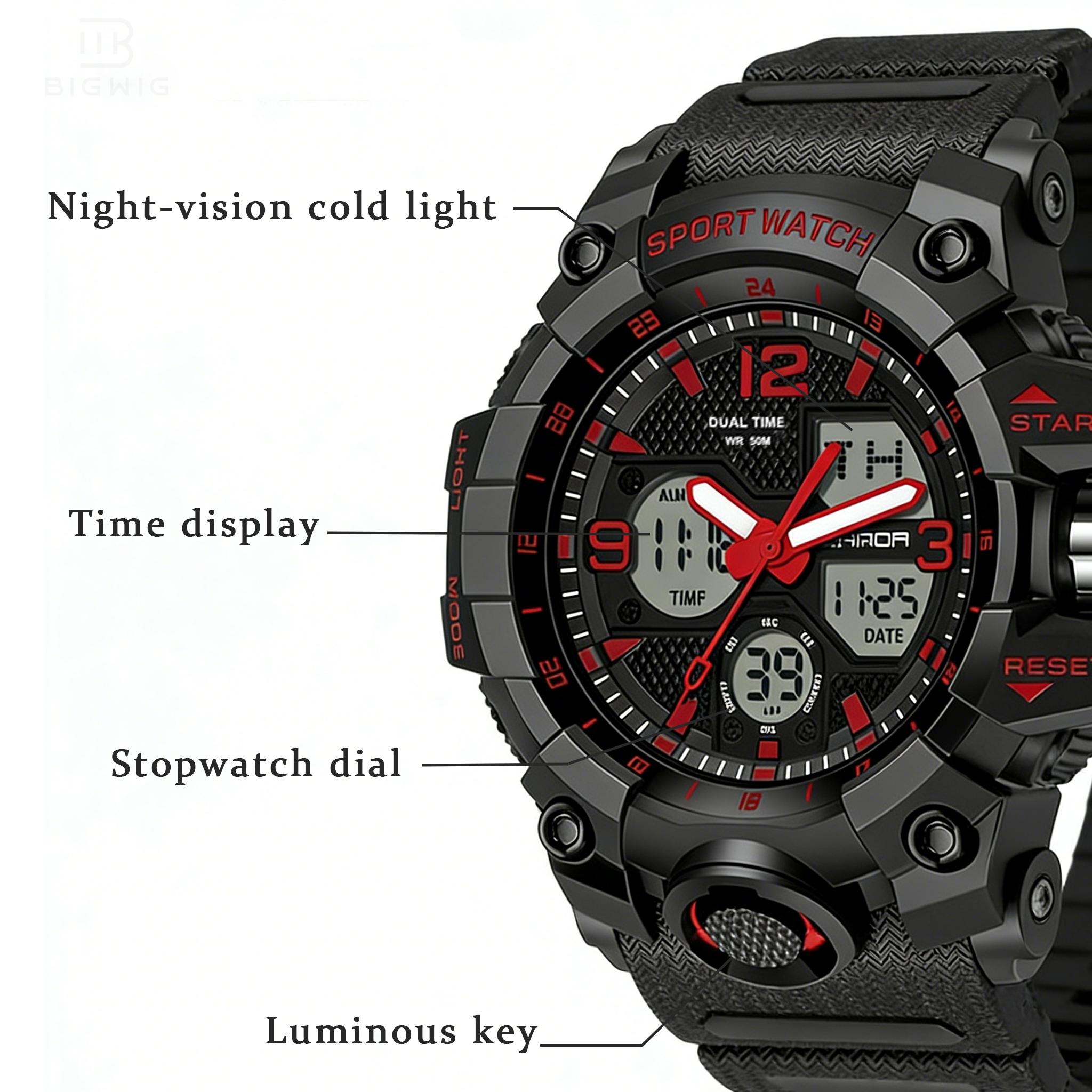 Men's Digital Sport Watch Water-Resistant Wristwatch with Dual Display for Outdoor Fitness Activities & Active Lifestyles,Christmas gift