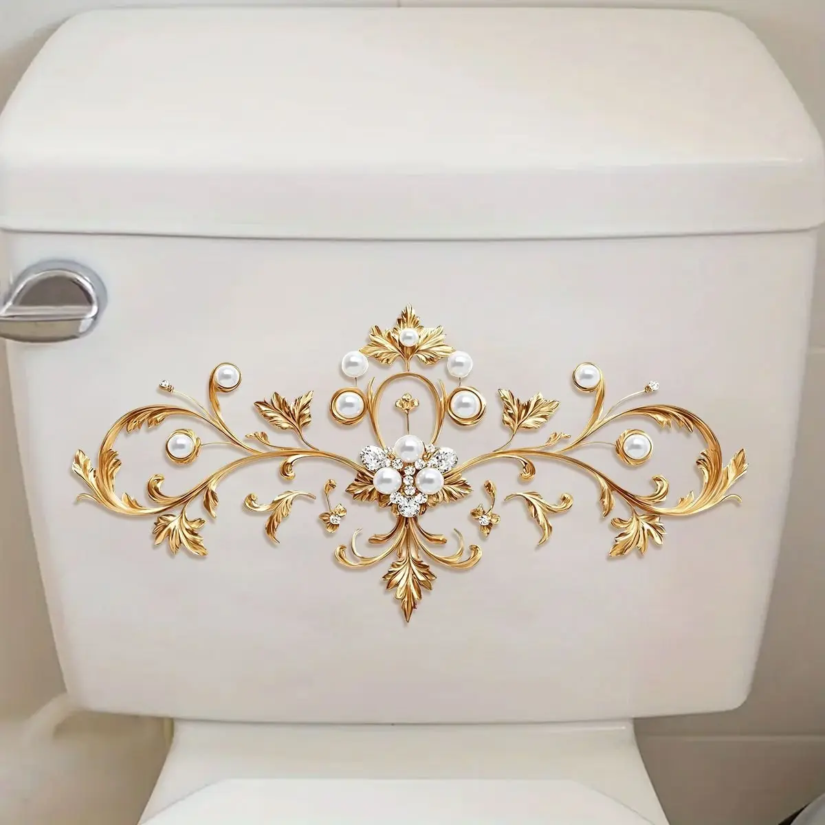 Diamond Pattern Bathroom Toilet Sticker, PVC Waterproof Self-Adhesive Decorative Sticker, Easy Peel and Stick, Enhances Aesthetics, Bathroom Decor Supplies, Bathroom Decoration Accessories