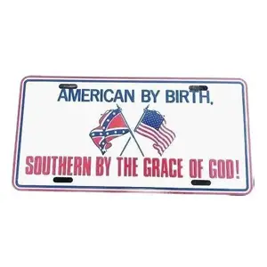American By Birth Southern By The Grace Of God License Plate, Car Accessories, Perfect Gift - Lightweight Aluminum, Pre-Drilled holes vehicle decor