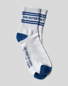 The Outset Lounge Socks - Blue Stripe, All-Season, Sports Style, 75% Cotton, 22% Polyester, 3% Spandex, Breathable Knit, One Size Fits Most, Women's US 6-10, Men's US 5-9, Athletic & Casual Wear