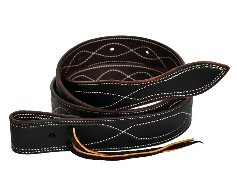 Stitched Dark Oil Latigo Leather Cinch Strap