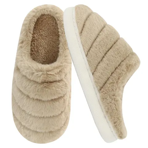 Cozy Memory Foam Slippers with Fuzzy Wool-Like Plush Fleece Lining Anti-Skid Rubber Sole for Indoor & Outdoor Use Winter Gift Footwear