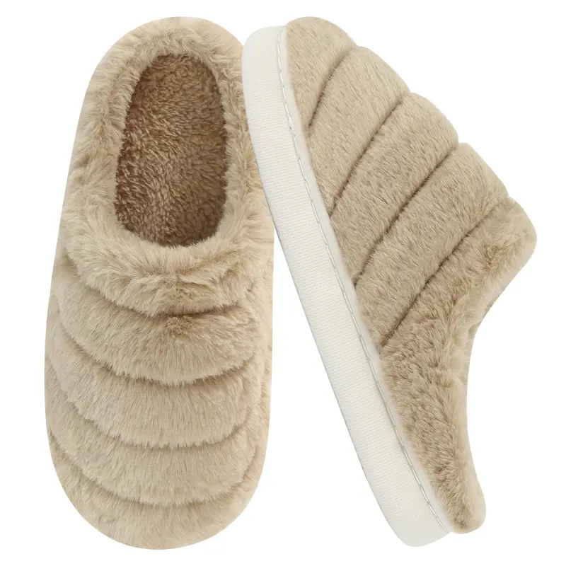 Cozy Memory Foam Slippers with Fuzzy Wool-Like Plush Fleece Lining Anti-Skid Rubber Sole for Indoor & Outdoor Use Winter Gift Footwear