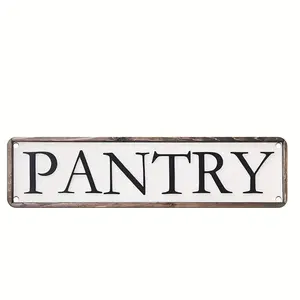 Antique Farmhouse Kitchen Pantry Tin Sign - 16x4 Inch Rustic Metal Wall Decor with Distressed Lettering, Easy Hook Installation, No Frame Needed for Kitchen, Pantry, Doorway & Dry Goods Storage Areas, Pantry Decoration, Classic Decor Piece