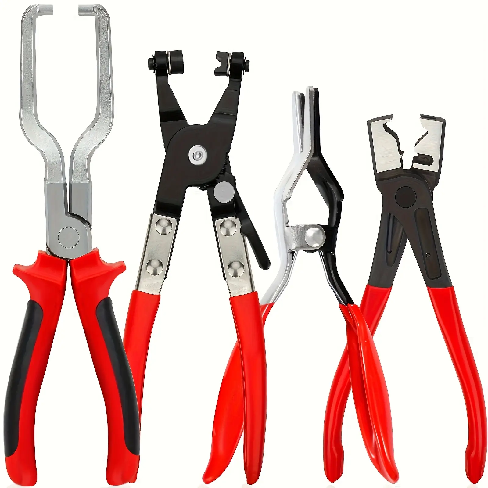 4-Piece Automotive Solid Hose Clamp Pliers Set - High-Temperature Hardened Disconnect Tool for Fuel Line Removal, Car & Truck Automotive Repair Tools, Hose Pinch Off Pliers