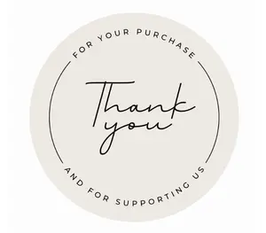 Simple Minimalist Beige Thank You Sticker Branding 5 x 5 cm