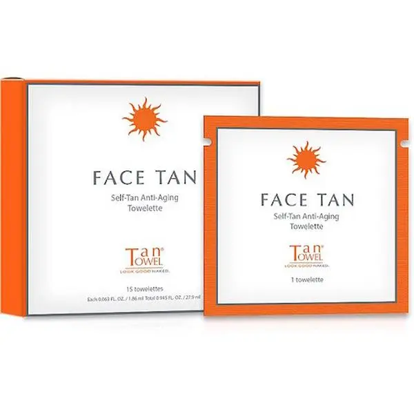 TanTowel Face Tan Self-Tanning Towelettes, Anti-Aging Moisturizer with Aloe Vera for a Buildable Glow, For All Skin Types, 15 Count, Buildable Tan