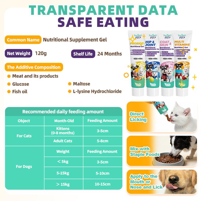 Hegenpet Concentrated Energy Supplement Paste (4Flavors) Premium Nutritional Gel for Picky Eaters - BoostImmunity & Vitality for Dogs & Cats