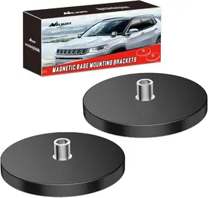 Nilight 2PCS Magnetic Base LED Light Bar Mounting Brackets, Powerful Sucker Holder for Bottom-Mounted Offroad Work Auxiliary Lamps Mounts on Hood A-Pillar