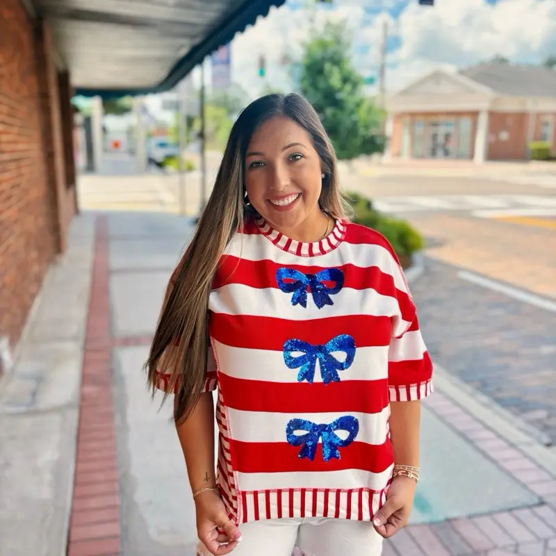 Red, White, & Blue Sequined Top