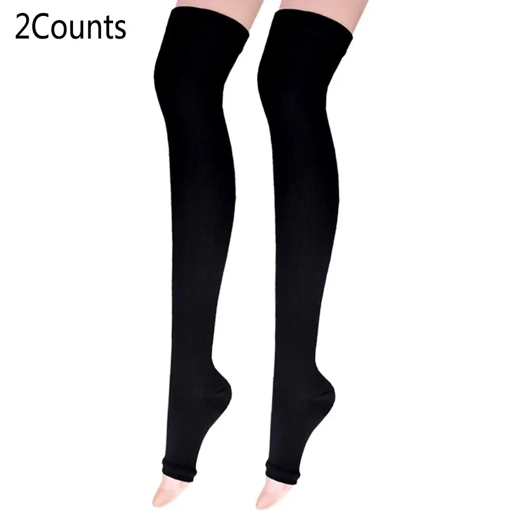 Thigh High Compression Stockings with Silicone Band, Open Toe Compression leg Socks for Women & Men, Graduated Support for Running, Pregnancy, Nursing, Flight, knee socks, Sports Socks, Sports athletic socks, Workout Socks