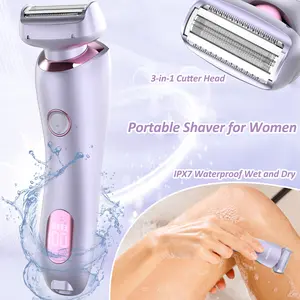 Comfort Electric Shaver for Women Legs Waterproof for Underarm Arms Bikini Pubic Hair - Portable Smooth Body Hair Trimmer Removal USB Rechargeable