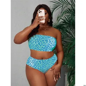Slaydiva2025PlussizizizedemenleopardPrintBandeaubikiniset