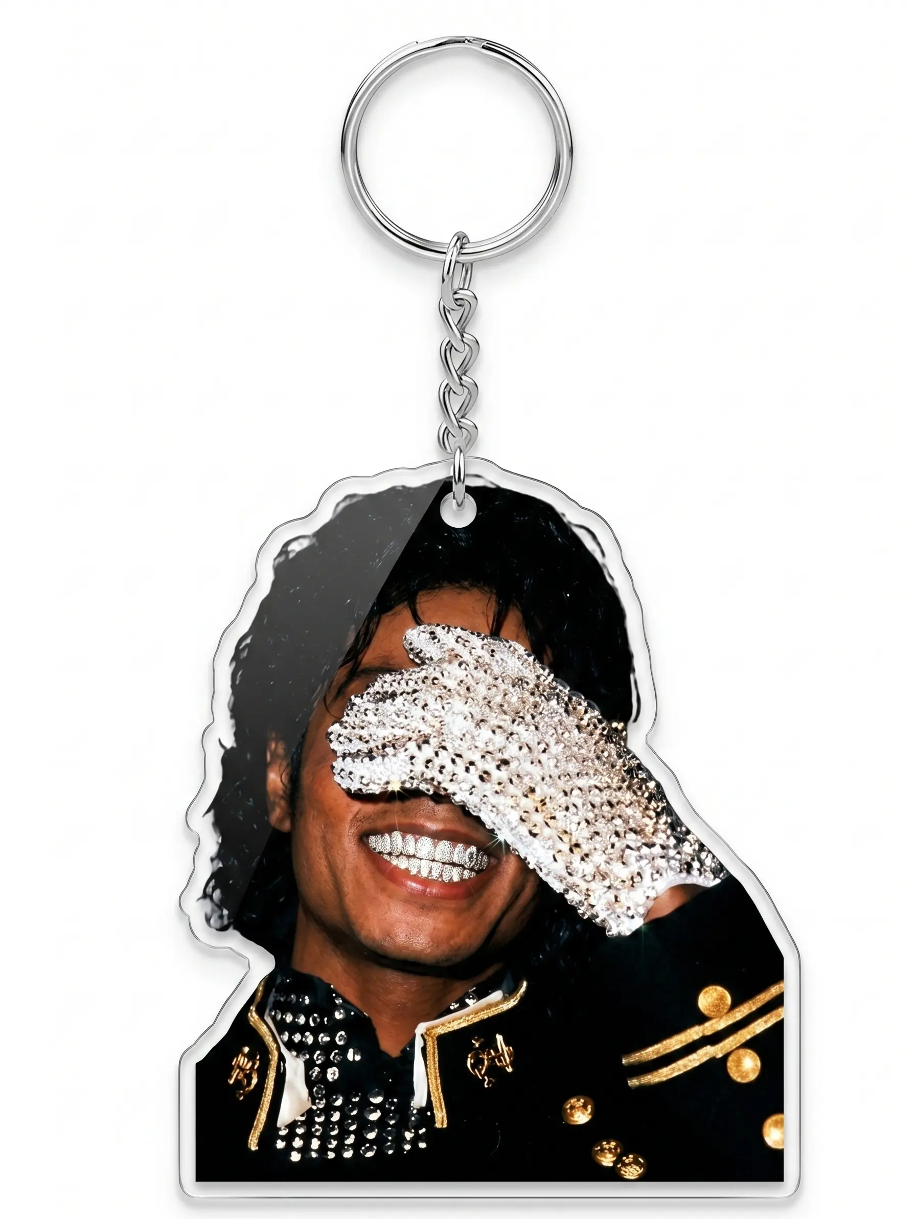 Michael Jackson Crystal Glove Keychain, King of Pop Acrylic