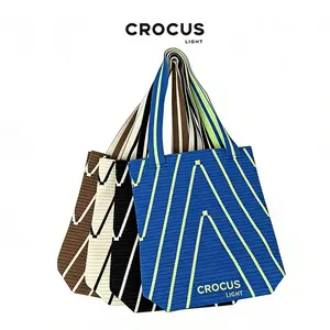 CROCUS LIGHT Women's Knitted Tote Bag - Large Capacity, Minimalist Modern Geometric Lines, Sporty Design Shoulder Bag for Shopping, Work