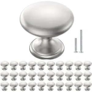 Cabinet Knobs Brushed Nickel 30 Pack Cabinet Handles Drawer Knobs Solid Knobs  with Screws for Dresser Drawer Cabinet Cupboard - Modern Kitchen, Bedroom and Bathroom Hardware