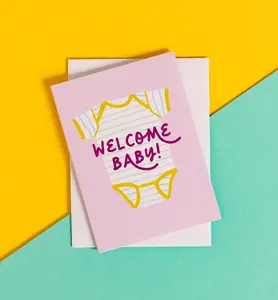 Welcome Baby Enclosure Card Baby Onesie Mini // Greeting Card
