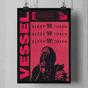 Sleep Token Poster, Red Aesthetic Wall Art, Alternative Metal Band Room Decor, Dark Music Fan Bedroom Collage Print, No Frame Included