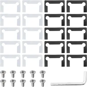 20Pcs Glass Shower Door Hinge Gasket Replacement, Grid Rubber Glass Doors Hinges Pad with Screws, Anti Slip Shower Glass Door Hinge Clamp Gaskets Replacement Part for Cupboard Showcase Cabinet