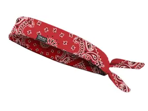 TreadBands Low-Profile Non-Slip Tieback Headband - Red Bandana