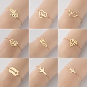 Airplane Pendant Fashionable Geometric Simple Love Shape Couple Bracelet Design Sense Niche