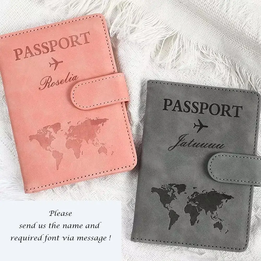Women's Custom PU Leather Trifold Passport Cover - Personalized Name Engraving, Travel Accessory for Couples, ID & Bank Card Storage, Id & Cards, Name Engrave, Customized Name Engraving