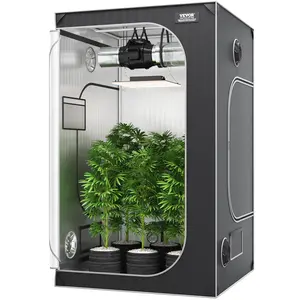 Christmas present VEVOR 4x4 Grow Tent, 48'' x 48'' x 80'', High Reflective 2000D Mylar Hydroponic Growing Tent with Observation Window, Tool Bag and Floor Tray for Indoor Plants Growing