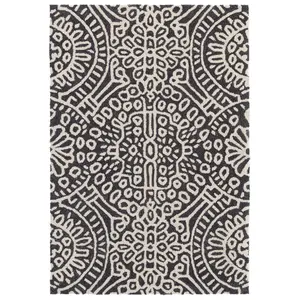 Temple Charcoal Hand Micro Hooked Wool Rug 10x14