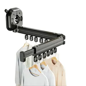 No-drill Suction Cup Drying Rack Foldable Clothes Airer with Removable Hooks for Glass Tiles Bathrooms & Motorhomes Extendable Design