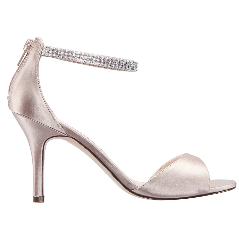 Nina Womens Volanda Metallic Ankle Strap Dress Sandals High Heel 3" & Up - Silver