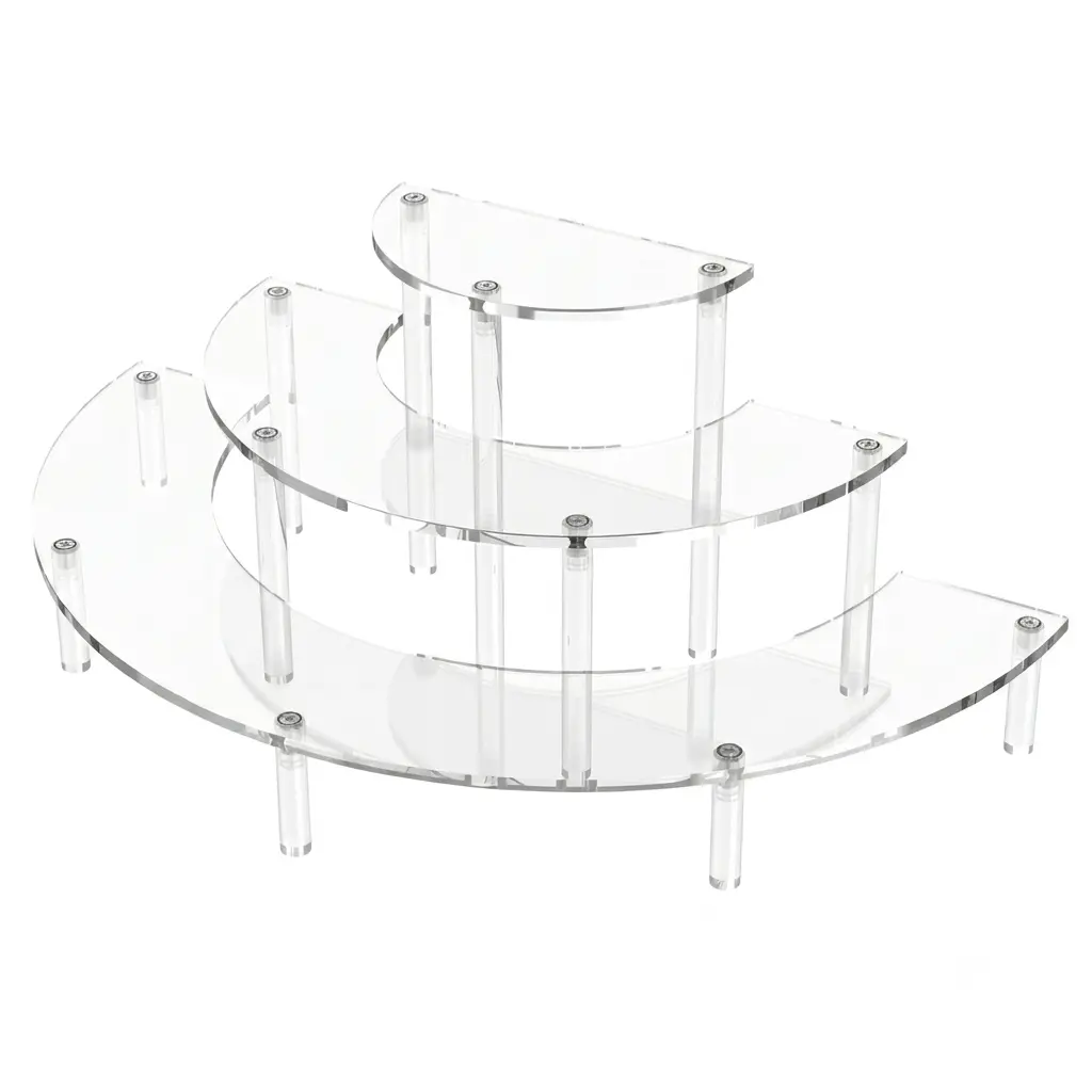 3 Tier Acrylic Display Risers, Half Moon Cupcake Stand, Clear Perfume Organizer, Dessert Stand for Display, Clear Display Stand for Food, Cupcake, Perfume, Collections