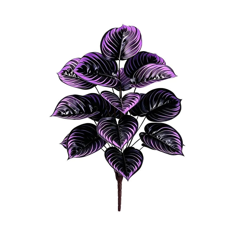 1 Piece - Artificial Purple Hosta Plant 12 Heads 21.65in - Lifelike Vibrant Fake Foliage | No Maintenance Decorative Leaves for Home Office Indoor Outdoor Decor