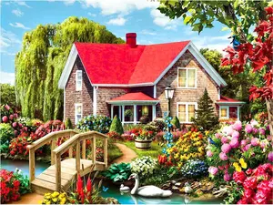 Landscape Diamond Painting Kits for Adults Diamond Art Kits Gem Art Diamond Art Kits for Adults Scenery House Diamond Art for Adults Wall Home Decor 11.8X15.7inch