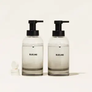 Blueland Foaming Hand Soap Duo, Plastic-Free, Eco-Friendly Hand Wash Soap Refill Tablets + 2 Refillable Glass Bottles