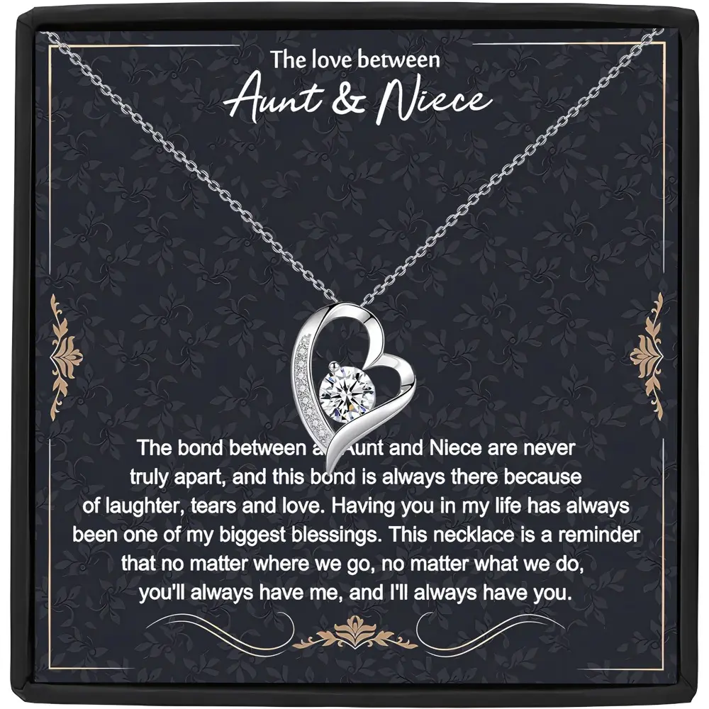 Heart-Shaped Necklace Gift Box for Auntie or Niece, Birthday Mother's Day Christmas Thanksgiving Gifts, Encouragement Thank You Present