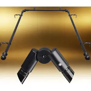 Adjustable U-Shaped Curtain Rod Set, Heavy Duty Black 1 Inch Window Rod for 59-184 Inch Windows, Renter Friendly Curved Rod with Brackets, Living Room Bedroom Drapery Hardware, No Drill Installation Easy Mount