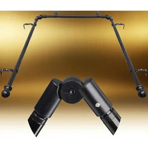 Adjustable U-Shaped Curtain Rod Set, Heavy Duty Black 1 Inch Window Rod for 59-184 Inch Windows, Renter Friendly Curved Rod with Brackets, Living Room Bedroom Drapery Hardware, No Drill Installation Easy Mount