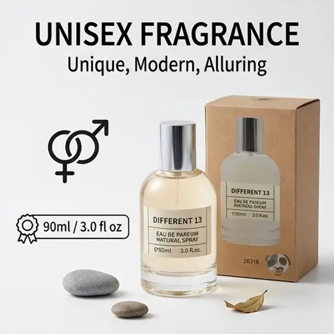 DIFFERENT 13 Unisex Perfume 90ml | Exquisite, Niche Woody Scent | Eco-Friendly Kraft Paper Gift Box | Unisex Fragrance for Men and Women | Long-Lasting Scent Perfect for Daily Use, Commuting, Dates, and Gift-Giving