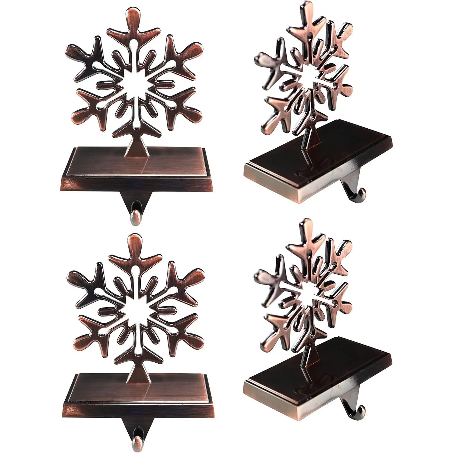 Iconikal 4-Pack Stocking Hanger Holder Oil-Rubbed Bronze Snowflake Weighted