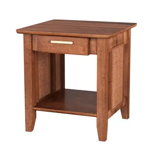 COSTWAY - 3-Piece Bedroom Bundle: Twin/Full/Queen Size Wood Bed Frame + Dining Bench 2/3 Person Entryway Shoe Bench + Rattan Nightstand End Table