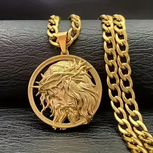 Gold Plated Crown of Thorns Jesus Necklace | Unisex Christian Faith Jewelry