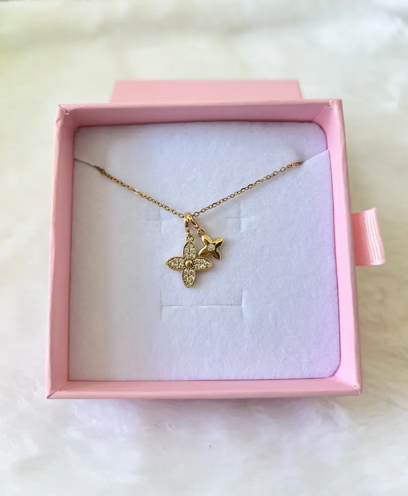 18K Gold Plated Cubic Zirconia Blossom Necklace